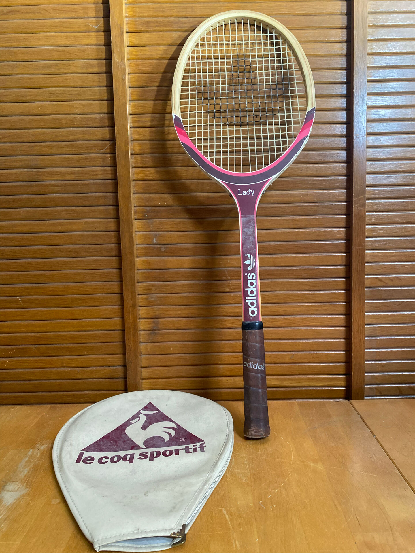 Vintage ADIDAS Lady Wooden Tennis Racket + COQ SPORTIF Case