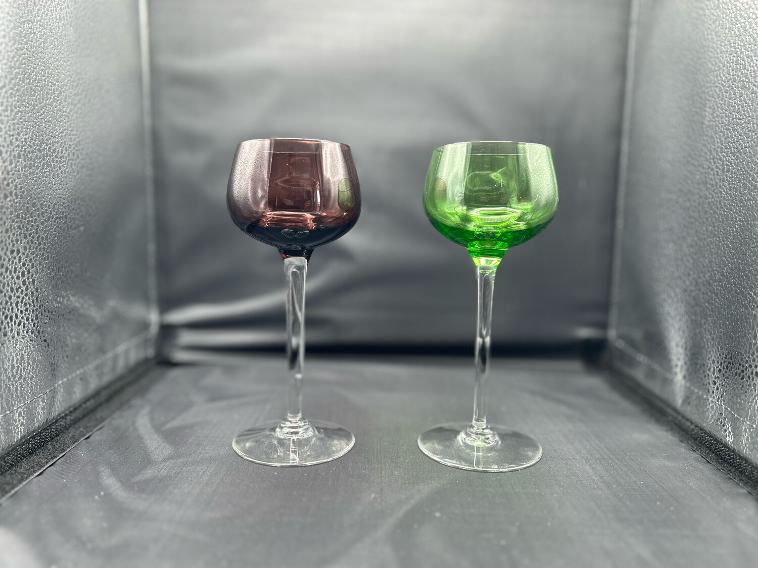 8 multicolored stemmed glasses