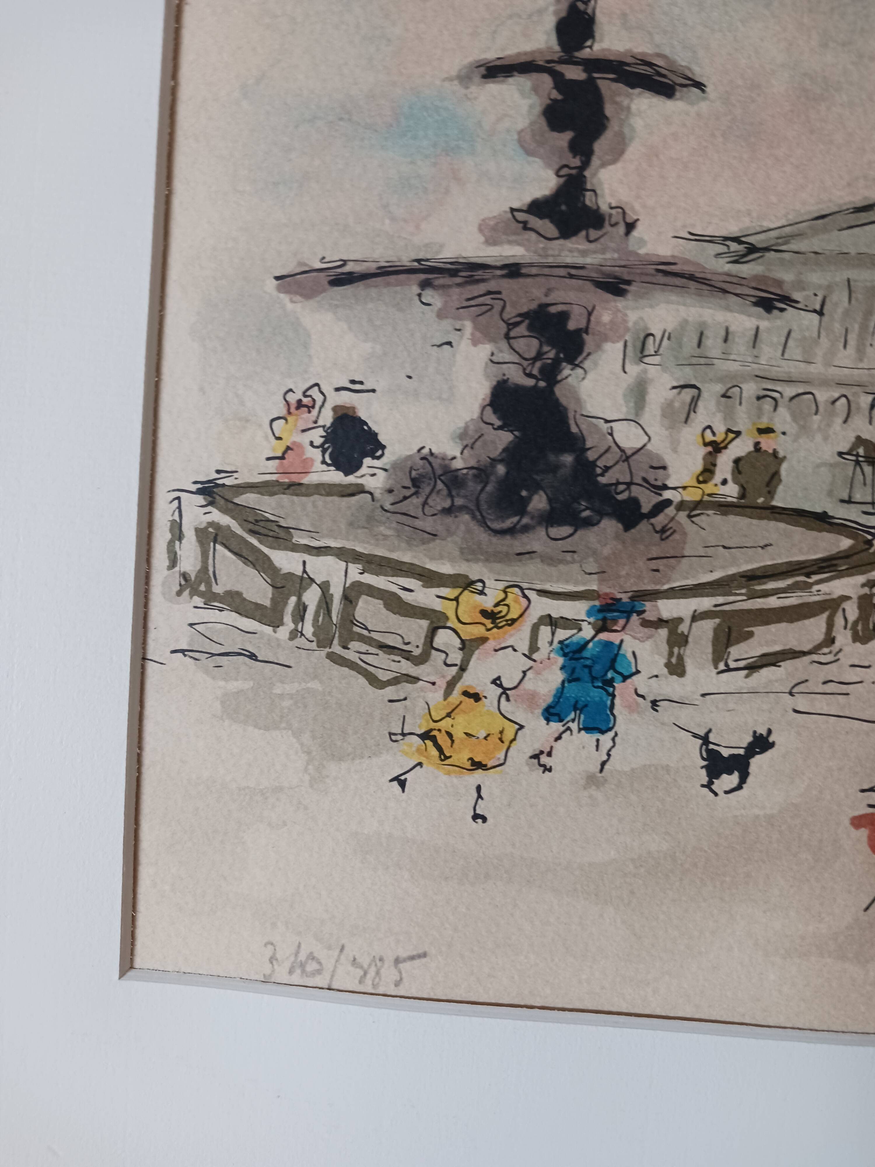 Lithograph of Paris, by Urbain Huchet