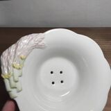 Ceramic and slip asparagus plate and drainer