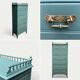 Old grey green high chest of drawers H160