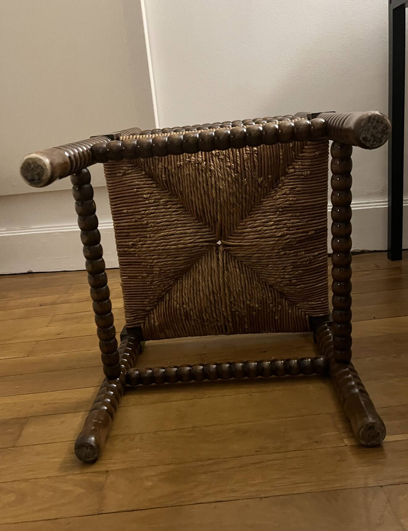 Antique straw-seated chair – French style, 1940s