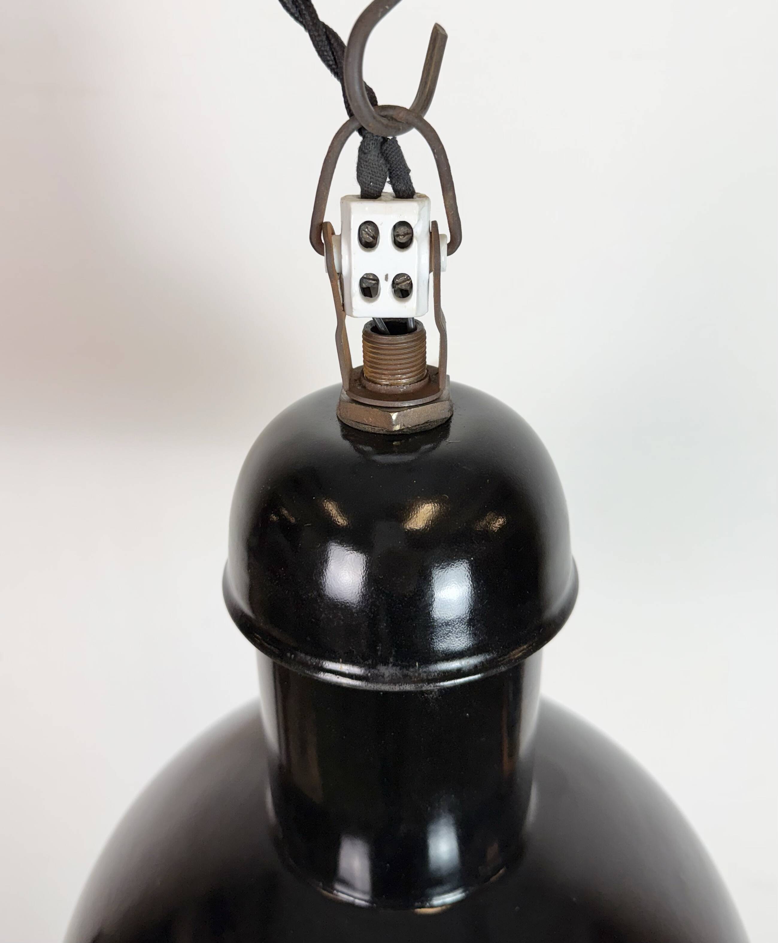 Black Enamel Industrial Pendant Lamp from AEG, 1930s