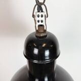 Black Enamel Industrial Pendant Lamp from AEG, 1930s