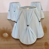 Set of 3 pale blue plastic strip lampshades, to clip onto a bulb.