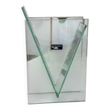 Vase design sculptural en verre – marque leonardo – style brutaliste /