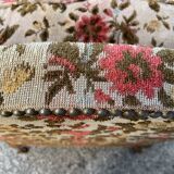 Antique Louis XV style shepherdess armchair in floral flocked fabric