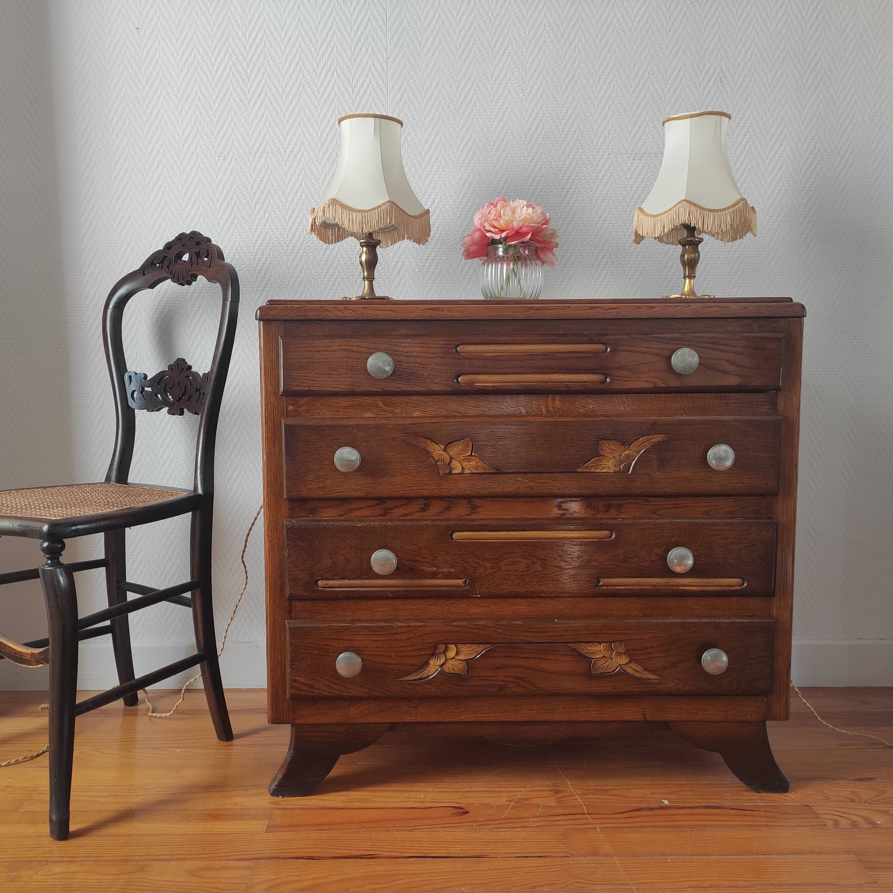 Commode Art déco 1940 en chêne