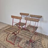 Set of 4 folding chairs for old bistro, guinguette, brasserie