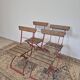 Set of 4 folding chairs for old bistro, guinguette, brasserie