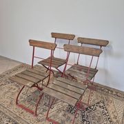 Set of 4 folding chairs for old bistro, guinguette, brasserie