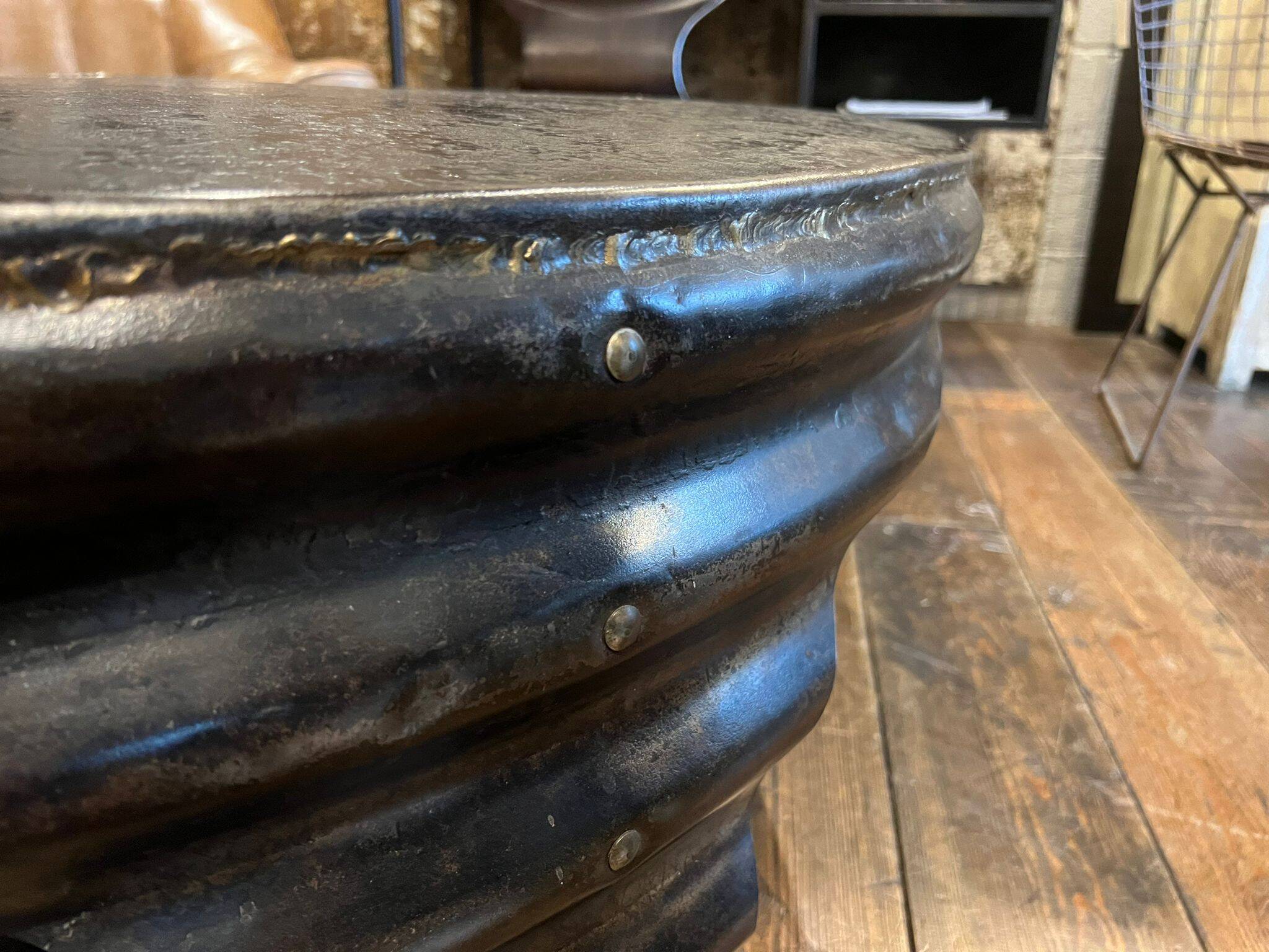 Industrial round coffee table