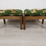 Pair of vintage oak poufs