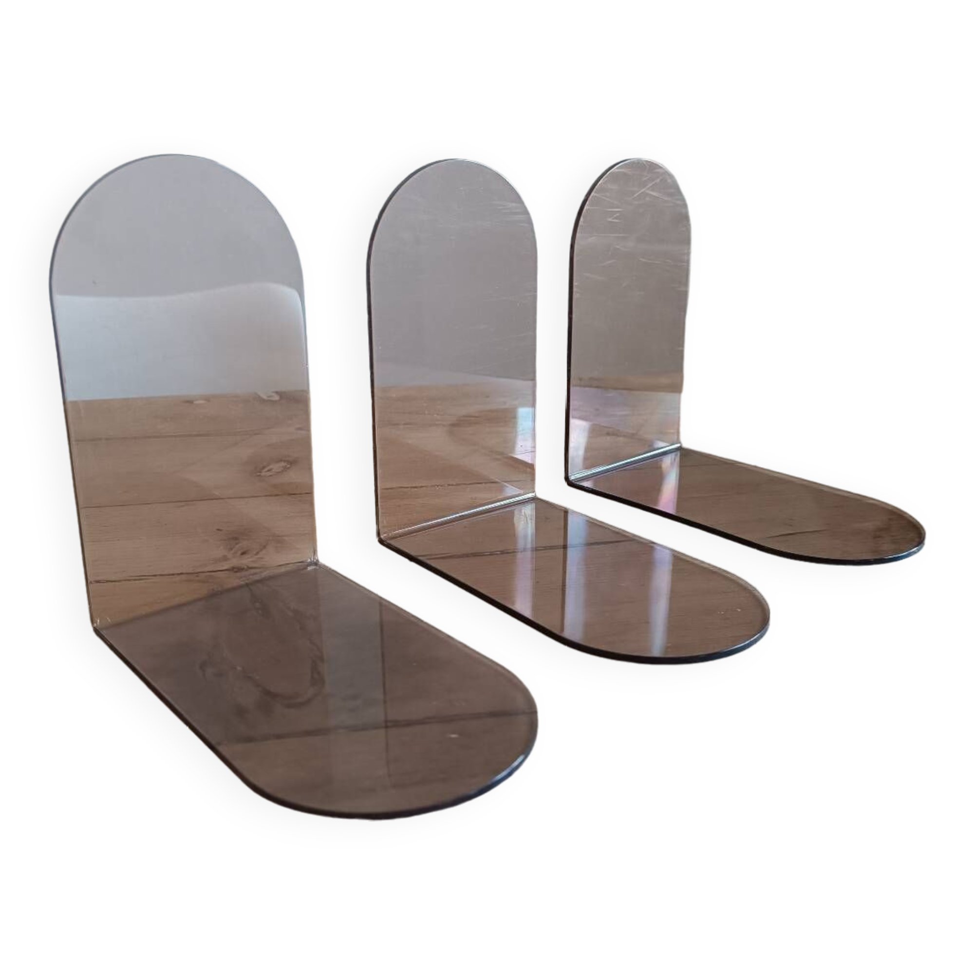 Smoked plexiglass bookend 1970