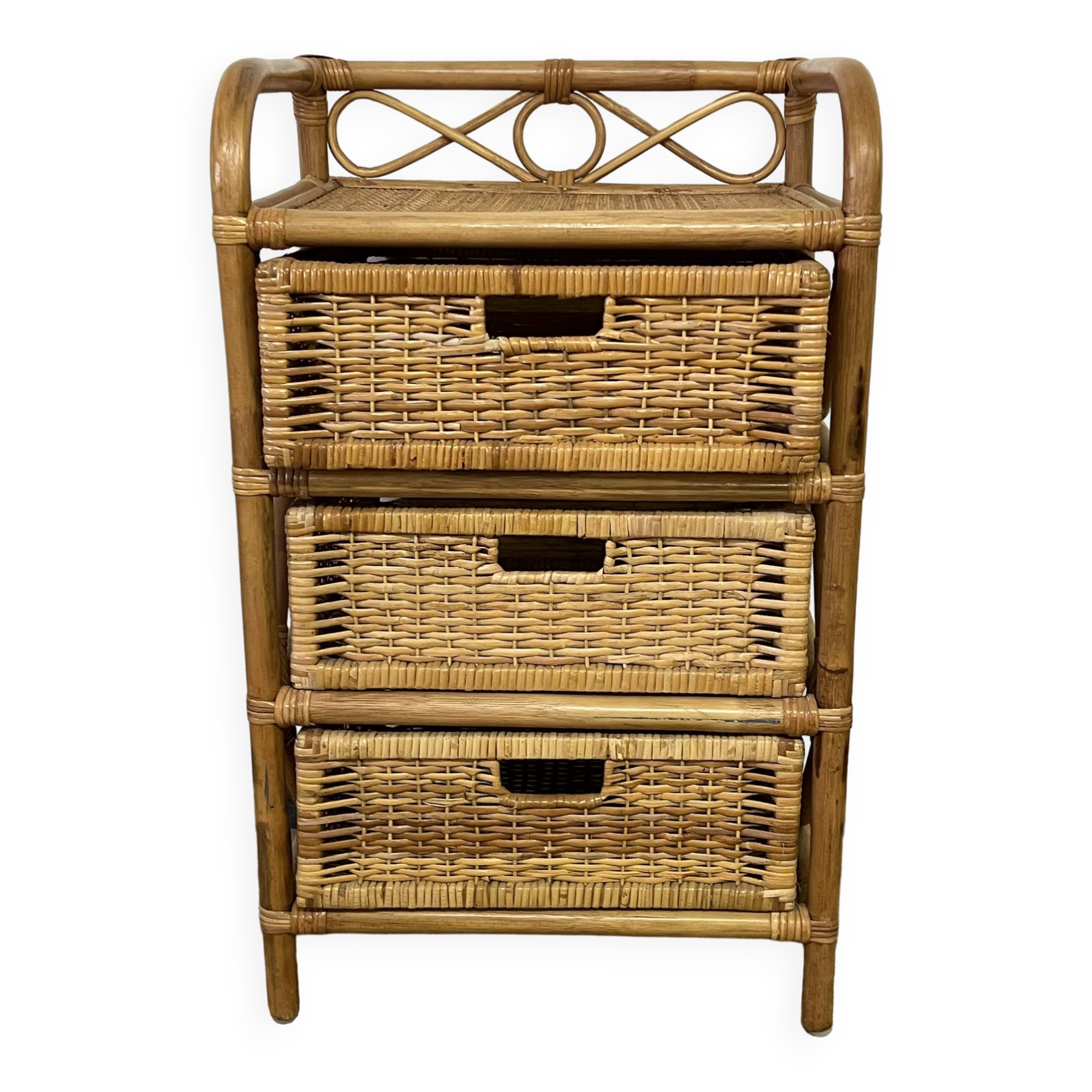 Vintage rattan chest of drawers