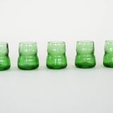 Set of green glasses, Italian design, 1970s, made in Italy