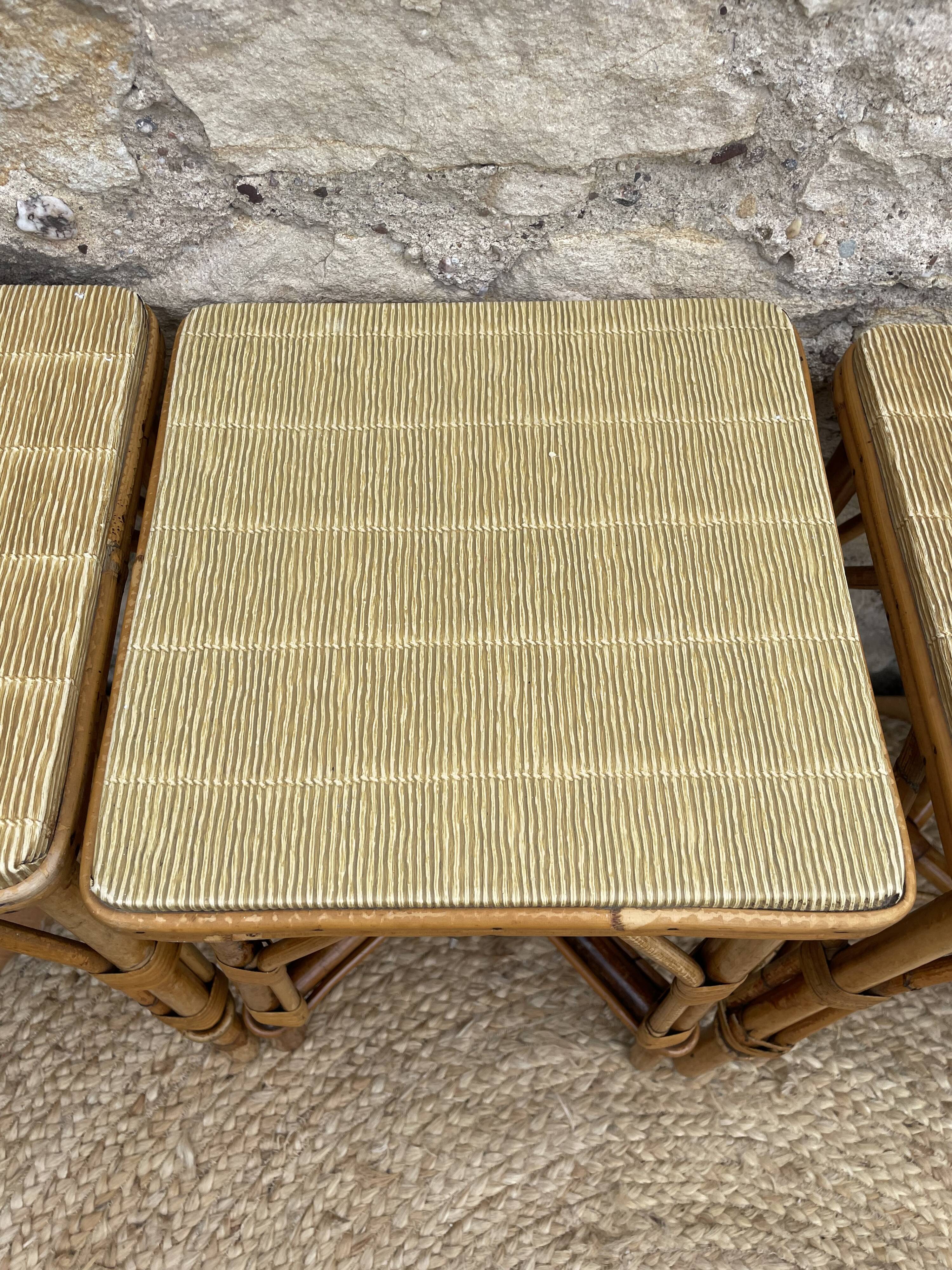Set of four rattan stools
