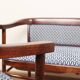 Thonet living room set, in wood and blue jacquard, 1910