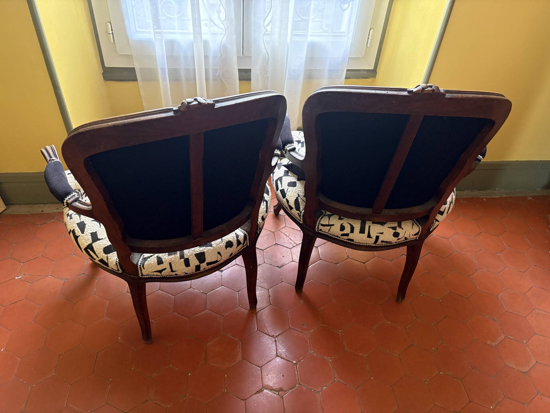 Pair of Louis-Philippe style cabriolet armchairs