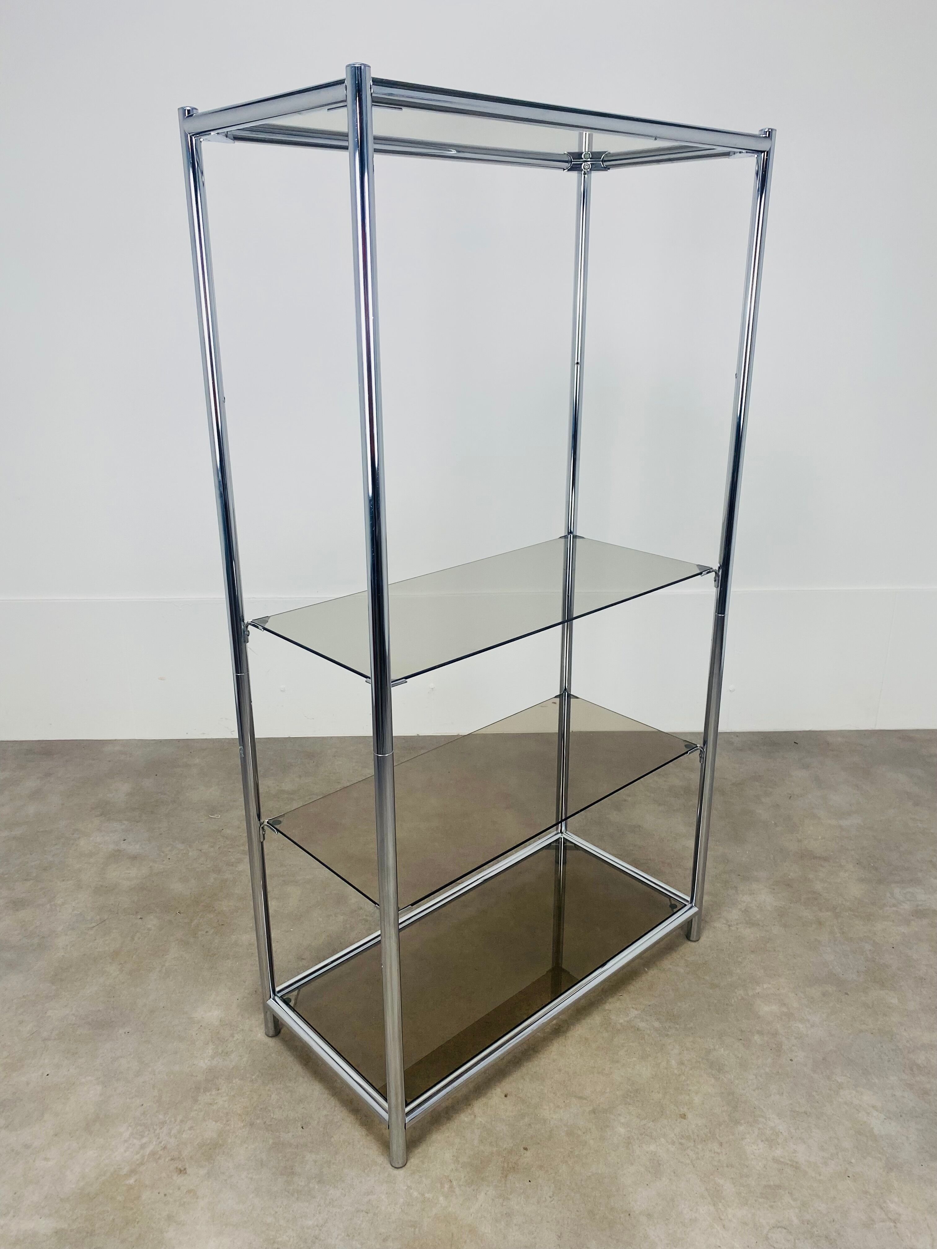 Shelf chrome and smoked glass 70s