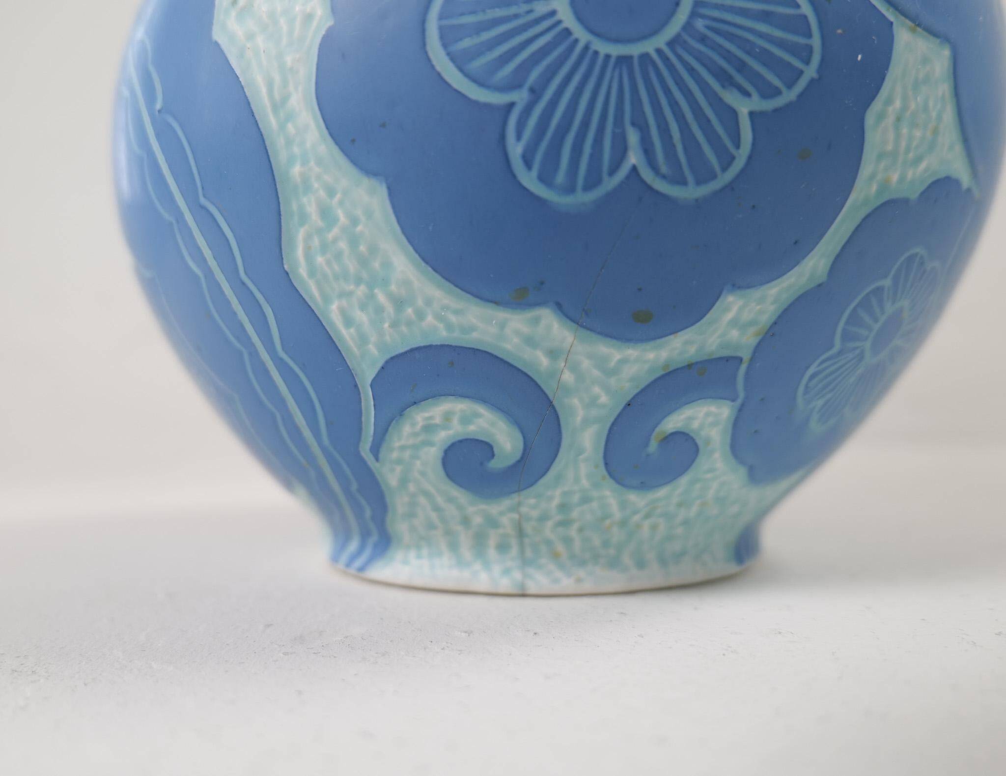 Art Deco Vase Grand Gustavsberg Sgraffito Josef Ekberg, Sweden, 1922