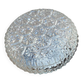 Round wall light ceiling fixture in glass with small vintage flowers from the 1970s and 1980s.
