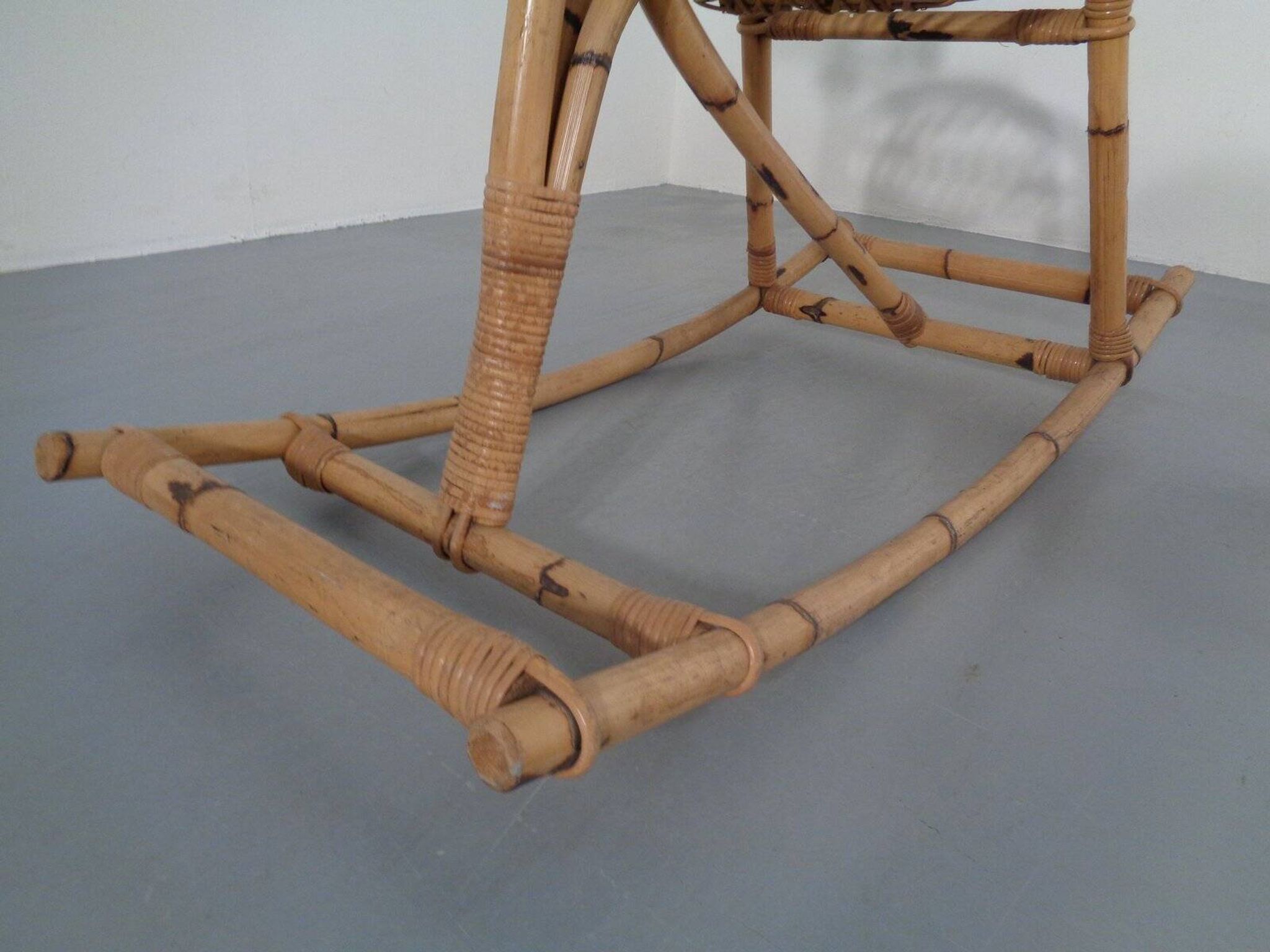 Large Bamboo Rocking Horse by Dirk van Sliedregt for Rohé Noordwolde, 1950s