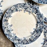 6 Sarreguemines flat plates in blue ironstone, "Récamier" service
