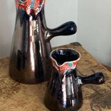 Pitchers and cups, iridescent ceramic, Vallauris
