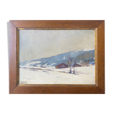 Painting "Snow landscape" by Veilhan Les Rousses (Jura)