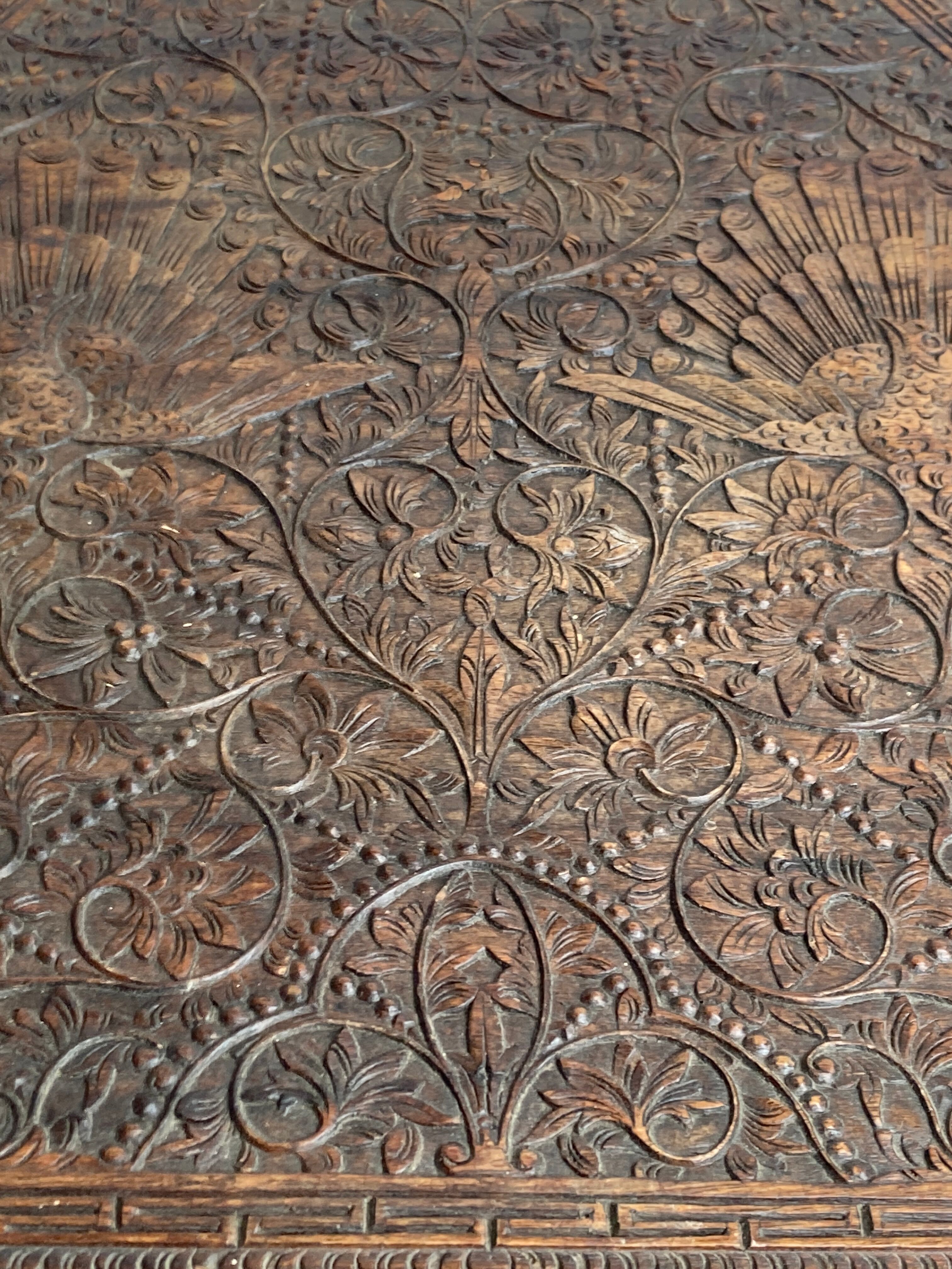 Antique 19th century burmese hand carved side or end table