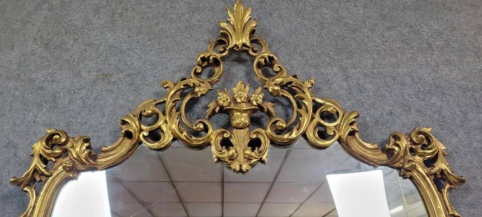 Large Venetian console + Louis XV baroque style mirror in gilded wood