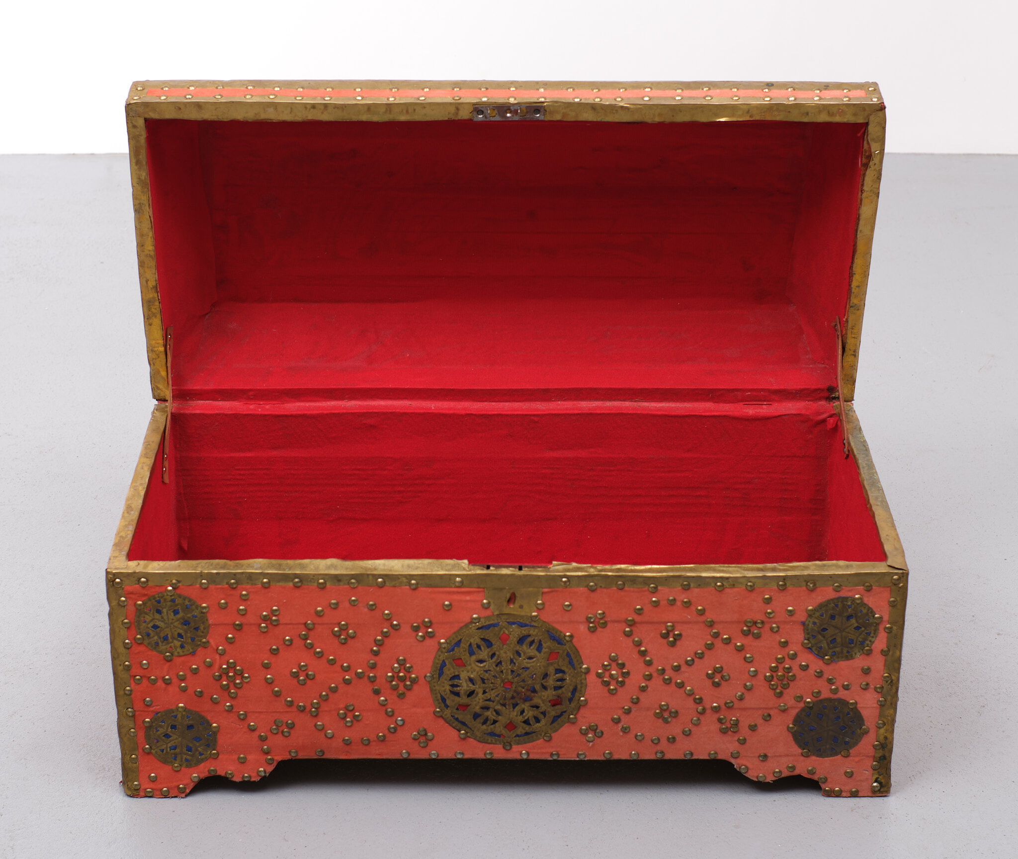 Oriental velvet chest brass decoration, 1960s