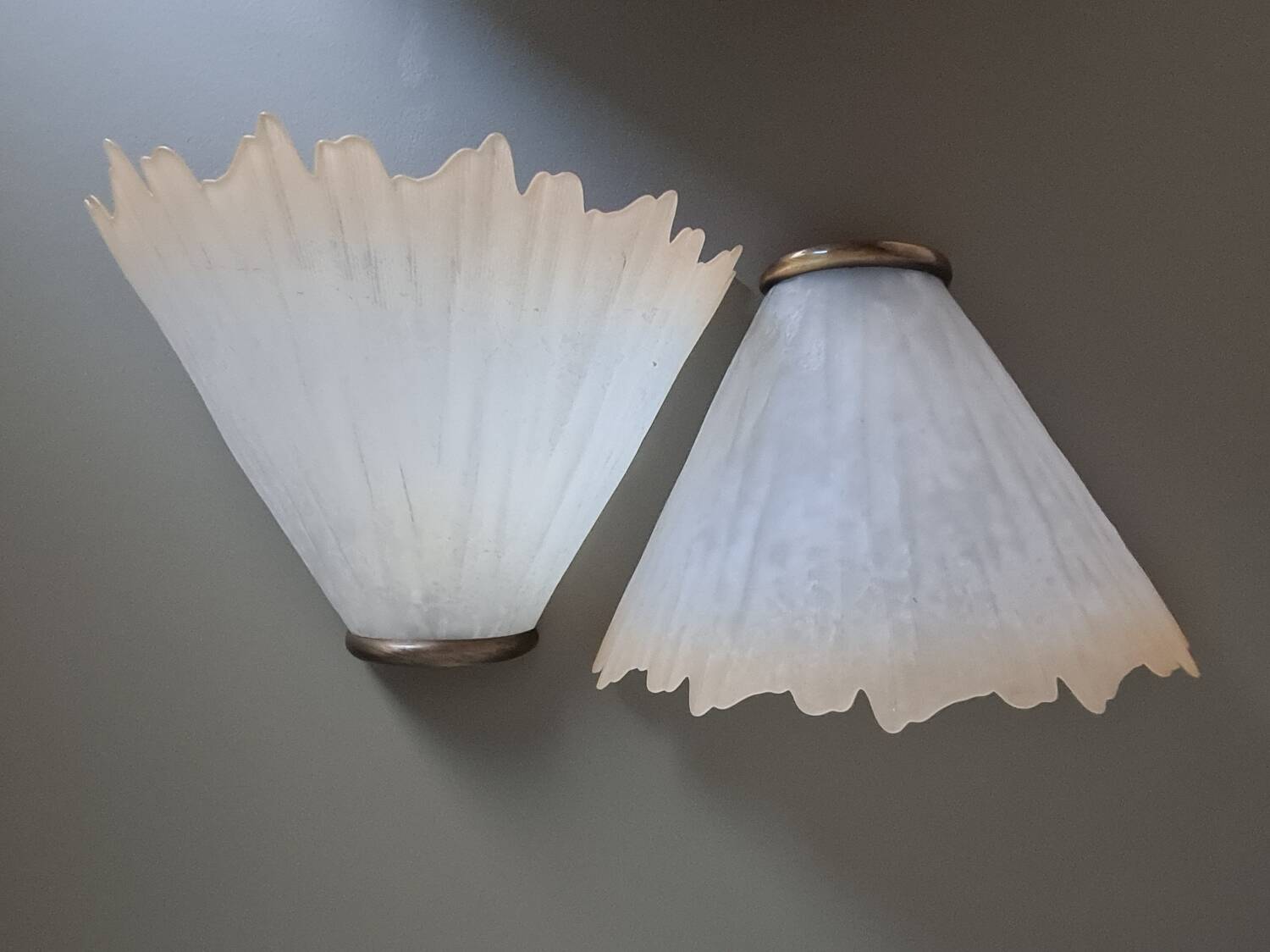 Pair of vintage French molded glass wall sconces