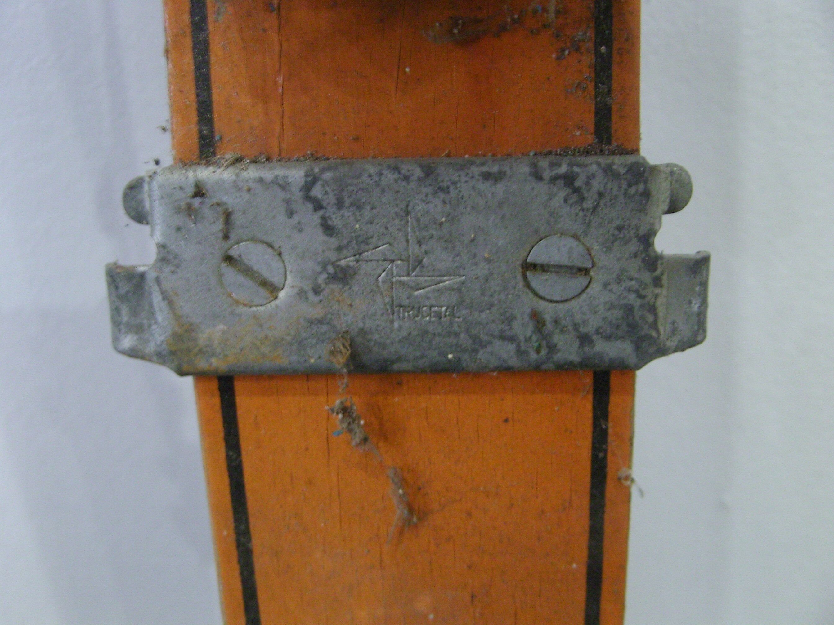 Pair of vintage wooden child skis