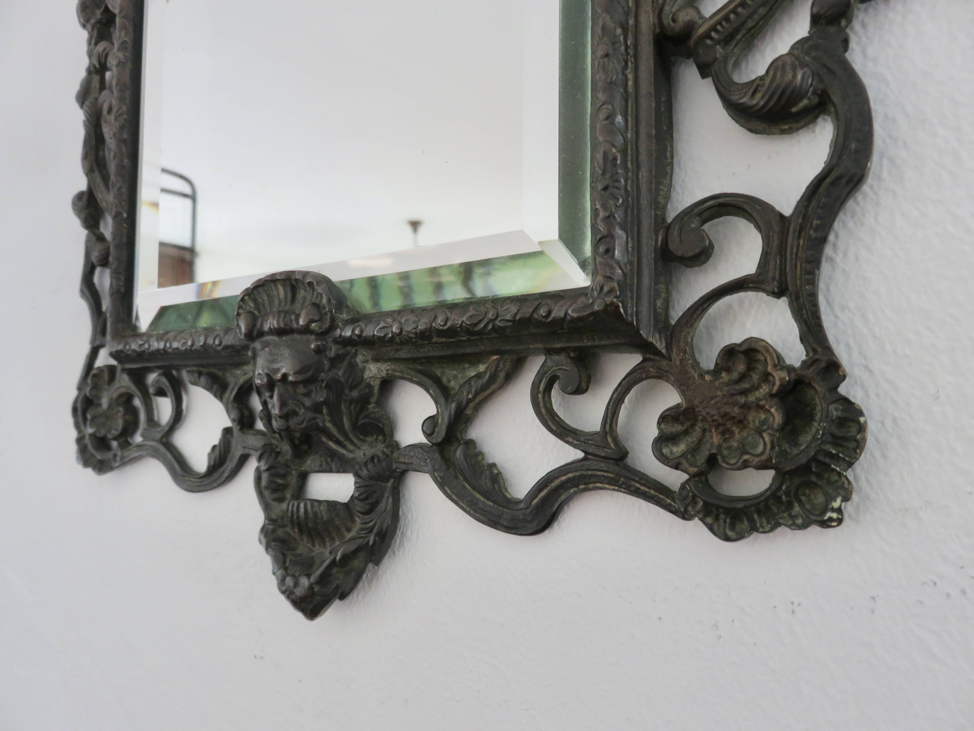 French cast iron mirror "Bacchus" god of wine, 1920s - 1930s