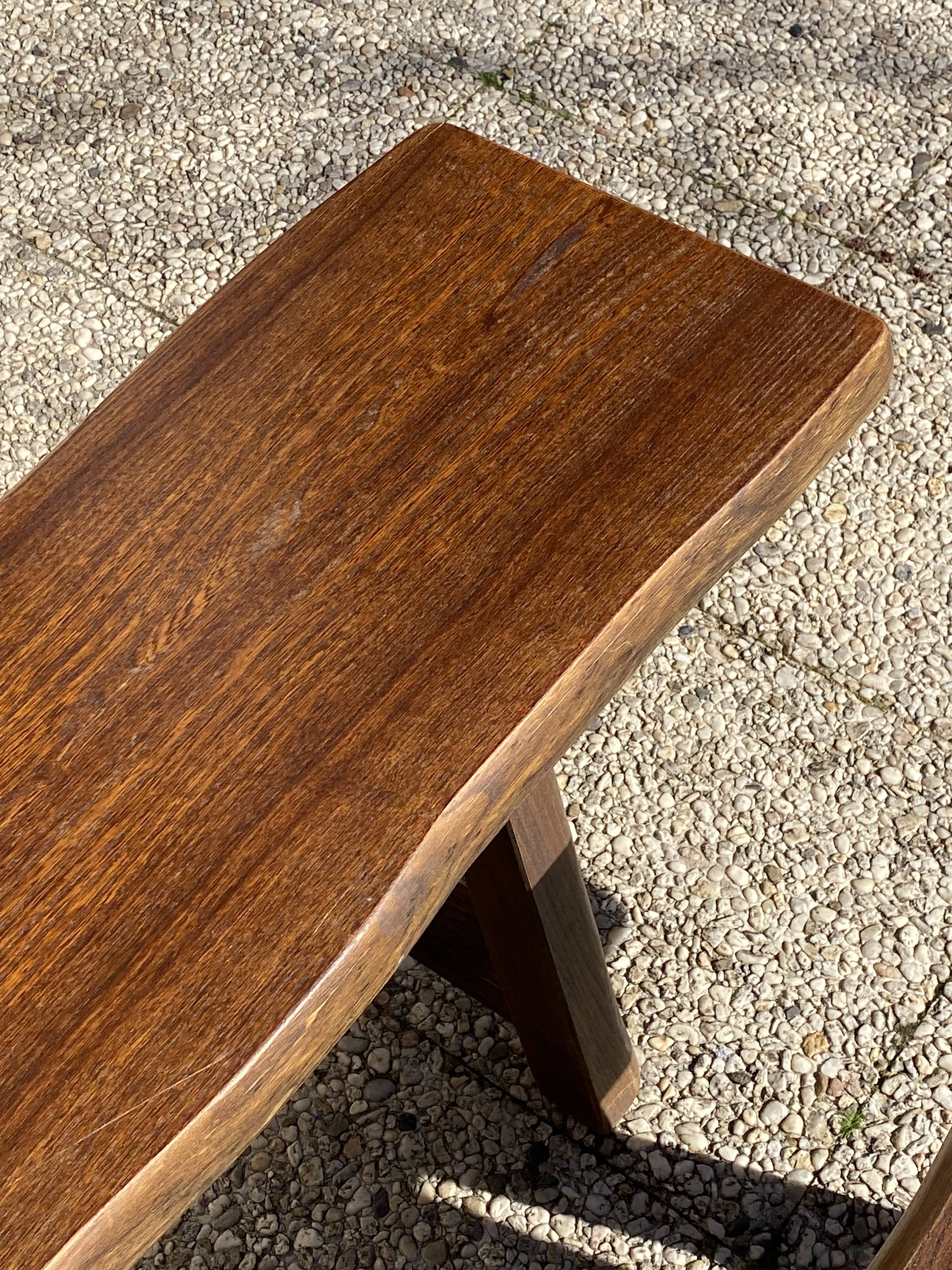 Paire de bancs orme pour table de ferme brutaliste rustique 1950