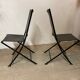 1950s vintage iron folding chairs and leather