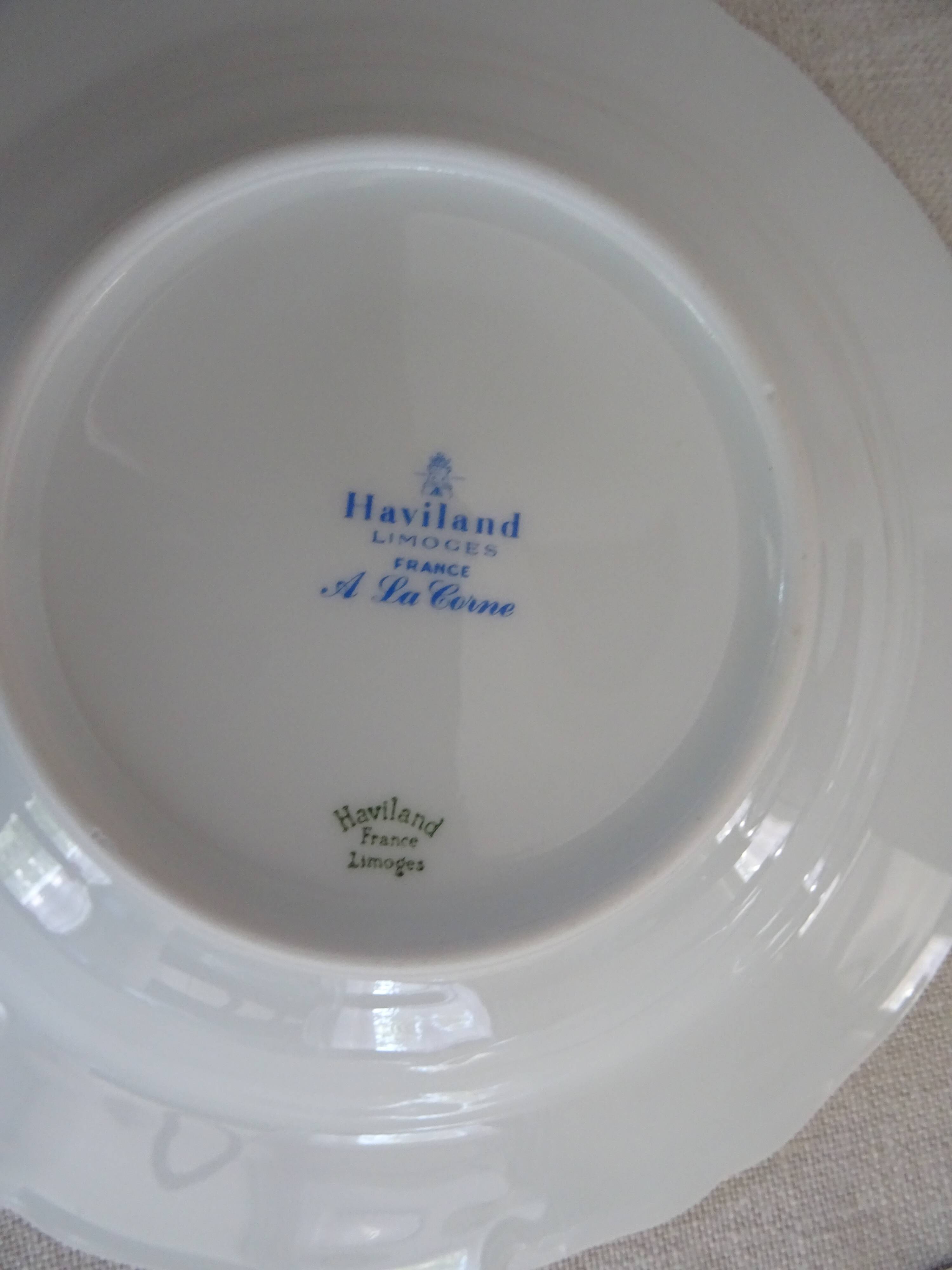 5 Plates Haviland Limoges decoration With green and gold horn
