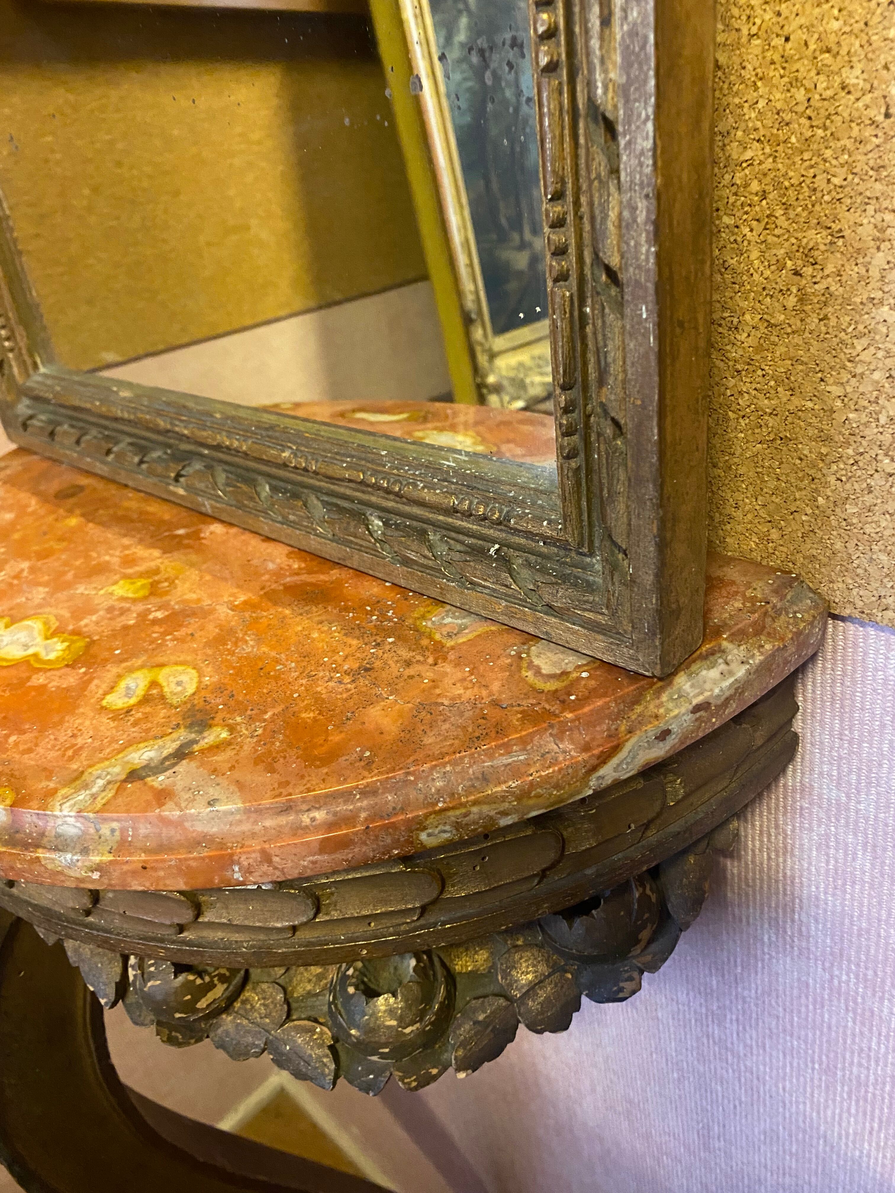 Console and trumeau, Louis XVI style in gilded wood