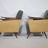1950s-1960s French armchair set, vintage lounge chairs