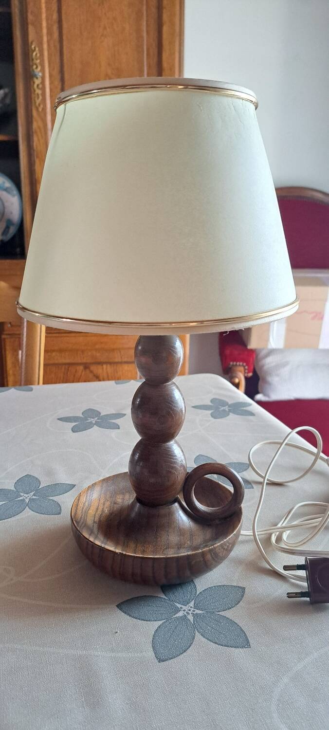 Brutalist style wooden lamp