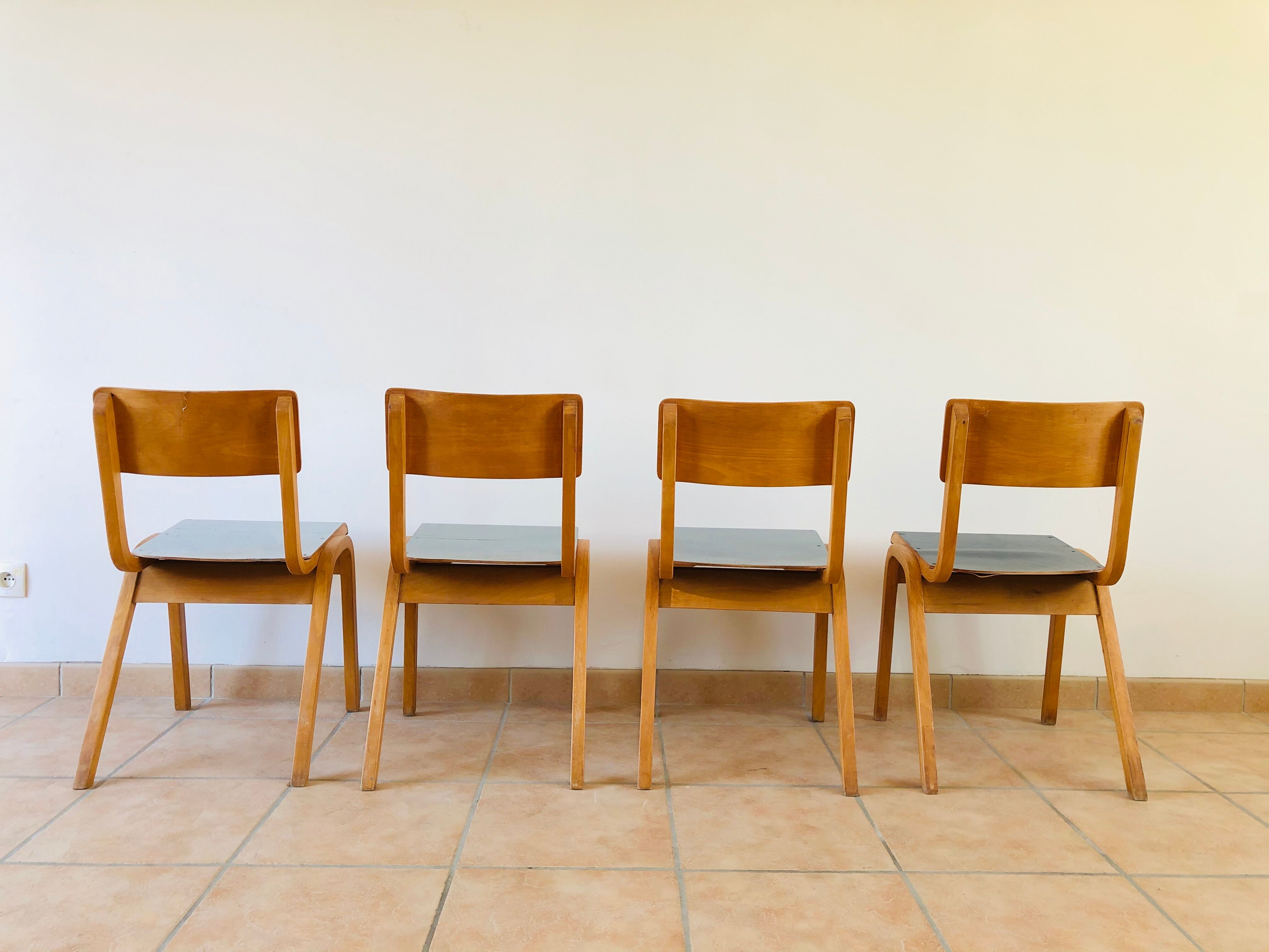 Set of 4 vintage chairs shade of 1960 grey