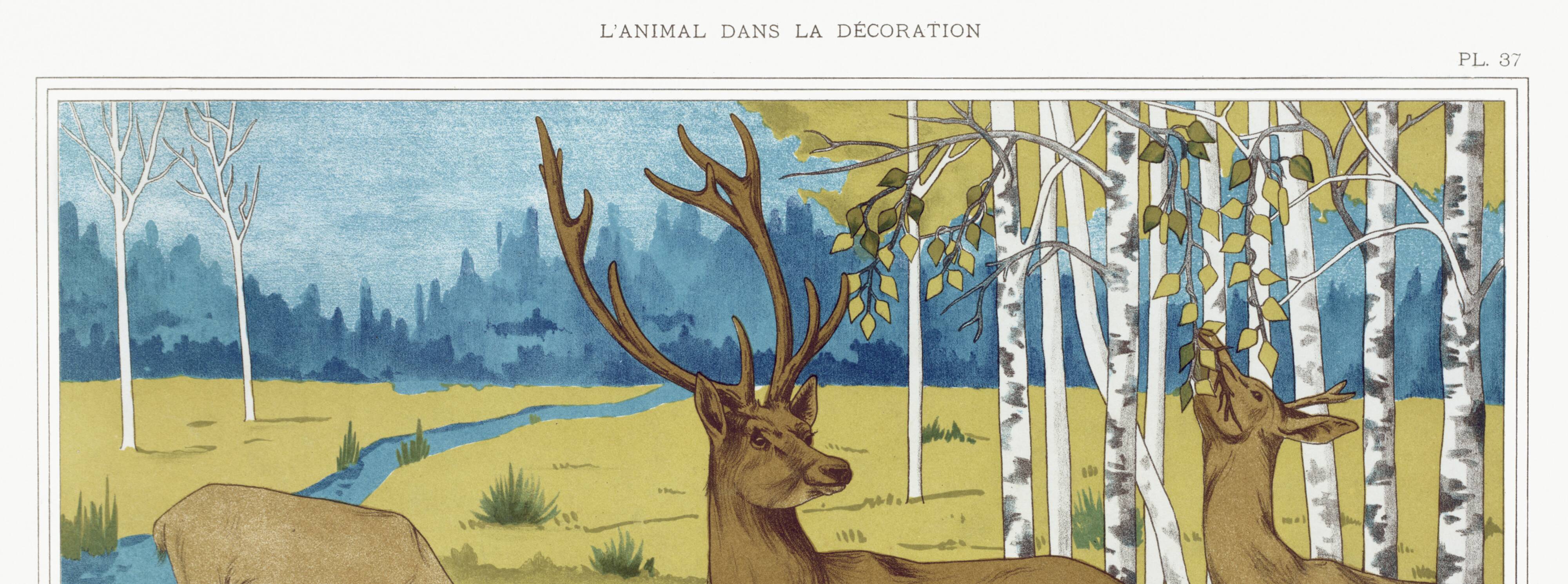 Poster “Deer”, after an Art Nouveau lithograph from 1897
