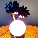 Ceramic and opaline palm tree lamp 1980
