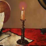 20th century Italian still life painting with musical instruments