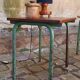 Pair of 1960s tables in tubular metal and solid teak