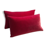 2 velvet cushions trimming feathers