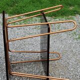 Vintage double wooden side table with copper base from the 50s