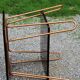 Vintage double wooden side table with copper base from the 50s